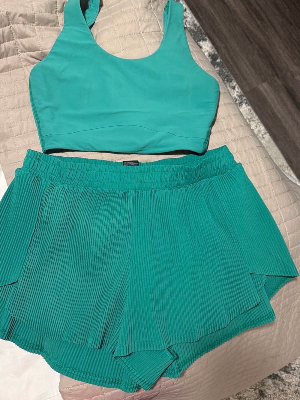 all in motion Teal Ribbed Shorts and Crop Top Set